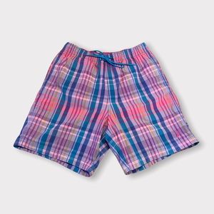 Nautica Pink, Blue, & Yellow Preppy Plaid Swim Trunks | Size: Small